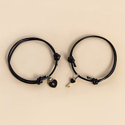 53414HB Creative Key Love Couple Bracelet - Simple Personalized Black Hand Rope, Retro Lolita BFF Bracelet.