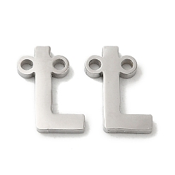 Letter L Non-Tarnish 304 Stainless Steel Connector Charms, Letter, Letter L, 10x8x1.5mm, Hole: 1.2mm