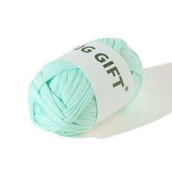 Aquamarine Polyester Cloth Yarn, For Hand Knitting Thick Thread, Crochet Cloth Yarn, Aquamarine, 5mm, about 32.81 Yards(30m)/Skein