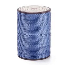 Royal Blue Round Waxed Polyester Thread String, Micro Macrame Cord, Twisted Cord, for Leather Sewing Stitching, Royal Blue, 0.8mm, about 54.68 Yards(50m)/Roll