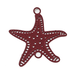 Dark Red 430 Stainless Steel Connector Charms, Etched Metal Embellishments, Starfish Links, Dark Red, 21x20.5x0.5mm, Hole: 1.8mm