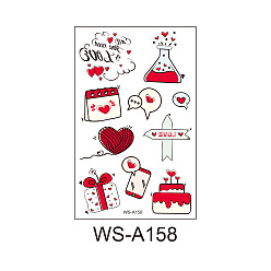 Cœur Autocollants amovibles en papier pour tatouages temporaires étanches à l'eau, motif sur le thème de la saint-valentin, 12x7.6 cm