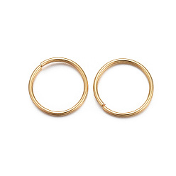 Real 24K Gold Plated 304 Stainless Steel Open Jump Rings, Real 24K Gold Plated, 18 Gauge, 12x1mm, Inner Diameter: 10mm