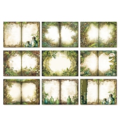 Green 40Pcs 8 Styles Forest Scrapbooking Paper Pads, Background Paper, for DIY Scrapbooking, Green, Packing: 178x125x6mm, 5Pcs/style
