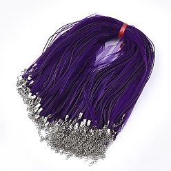 Темно-Фиолетовый Изготовление ожерелья из вощеного шнура и органзы, с железными застежками когтя омара, платина, темно-фиолетовый, 17.6 дюйм ~ 17.8 дюйм (45~455 см), 7 мм