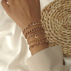 Золотой 5шт 5 стили железные цепные браслеты для женщин, золотые, внутренний диаметр: 7-1/2 дюйм (19 см)