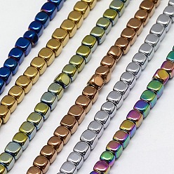 Mixed Color Electroplate Non-magnetic Synthetic Hematite Beads Strands, Cube, Grade A, Mixed Color, 4x4x4mm, Hole: 1mm, about 100pcs/strand, 16 inch