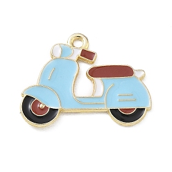 Cielo Azul Colgantes de la aleación del esmalte, encantos de moto, la luz de oro, el cielo azul, 19x25x1 mm, agujero: 1.9 mm