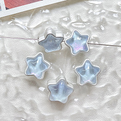 Alice Blue Spray Paint Alloy with Glass Beads, Star, Alice Blue, 12x12mm