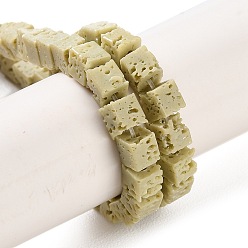 Бледно-Золотистый Нити синтетических бусин, окрашенных в лавовый камень, кубические, бледно золотарник, 4~5x4~4.5x4~4.5 мм, отверстие : 1 мм, около 82 шт / нитка, 15.08'' (38.3 см)