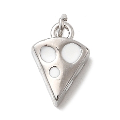 Белый Латунь эмаль прелести, треугольник сыра, стойки покрытие, долговечный, без кадмия и без свинца, платина, с целью перехода в кольце, белые, 12.5x9x5.5 мм, отверстие : 3 мм
