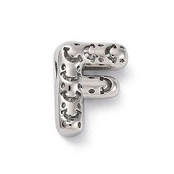 Letter F Латунные подвески, стойки покрытие, долговечный, без кадмия и без свинца, подвески с полыми буквами, Буква F, 20.5x15.5x7.5 мм, отверстие : 4.7x3 мм