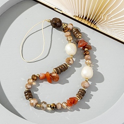Natural Agate Natural Carnelian Chip Beads Mobile Straps, with Glass Beads, Mobile Decoration, 30cm
