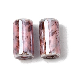 Бледно-фиолетовый Красный Фарфоровые бусины ручной работы, пастельный фарфор, колонка, бледно-фиолетовый красный, 17~17.5x9~9.5 мм, отверстие : 2~2.5 мм