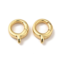Real 18K Gold Plated Brass Spring Gate Rings, Cadmium Free & Nickel Free & Lead Free, Ring, Real 18K Gold Plated, 7 Gauge, 12.5x10x3.5mm, Hole: 1.4mm