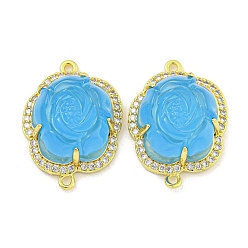 Темно-Голубой Покрытие стойки латунное микропаве звено циркония, подвески из розовой смолы, долговечный, без свинца и без кадмия, реальный 18 k позолоченный, глубокое синее небо, 23.5x17x8.5 мм, отверстие : 1.5 мм