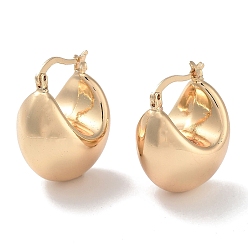 Золотой Латунные толстые серьги-кольца для женщин, долговечный, полукруглый, золотые, 26x17 мм