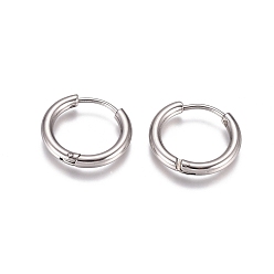 Stainless Steel Color 304 Stainless Steel Huggie Hoop Earrings, with 316 Surgical Stainless Steel Pin, Ring, Stainless Steel Color, 17x2.5mm, 10 Gauge, Pin: 0.9mm