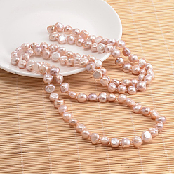 Light Salmon Natural Pearl Nuggets Beaded Necklace, Light Salmon, 47.2 inch
