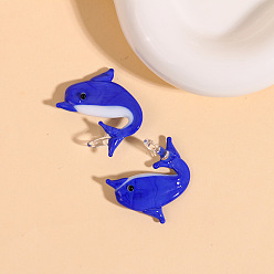 Королевский синий Подвески лэмпворк ручной работы, прелести дельфинов, королевский синий, 31 мм