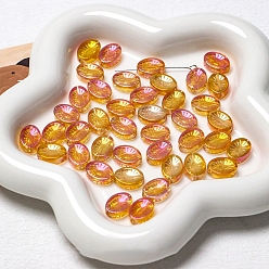 Orange Lampwork Beads, Czech Bead, Oval, Orange, 10x14mm, Hole: 0.7mm, 10pcs/bag