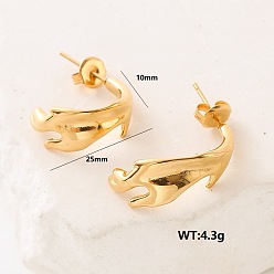 Золотой Серьги-гвоздики из нержавеющей стали в форме буквы С, золотые, 25x10 мм