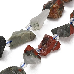 Bloodstone Natural African Bloodstone Beads Strands, Raw Rough, Nuggets, with Seed Beads, 13~23x12~16x6~13mm, Hole: 1mm, about 11~13pcs/strand, 7.44''(18.9cm)~7.99''(20.3cm)