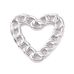 Stainless Steel Color 304 Stainless Steel Linking Rings, Curb Chain Style, Heart, Stainless Steel Color, 20.5x22x2mm, Inner Diameter: 9x12.5mm