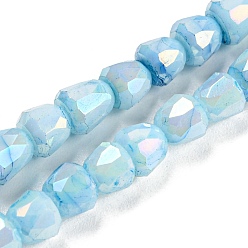Sky Blue Electroplate Glass Beads Strand, AB Color Plated, Imitation Jade, Faceted, Bell, Sky Blue, 4~4.5mm, Hole: 0.8mm, about 80pcs/strand, 12.83''(32.6cm)