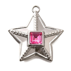 Роза 304 подвески из нержавеющей стали, со стразами, цвет нержавеющей стали, звезда, роза, 26x24.5x6 мм, отверстие : 2 мм