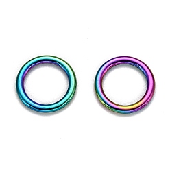 Rainbow Color Ion Plating(IP) 304 Stainless Steel Linking Rings, Round Ring, Rainbow Color, 17x1.8mm, Inner Diameter: 12.2mm