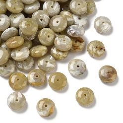 Темный Хаки Акриловые шарики Gemstone имитация, рондель, два тона, Темный хаки, 13~15.5x6~7.5 мм, отверстие : 1.8 мм, Около 657 шт / 500 г