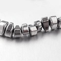 Silver Plated Electroplate Non-magnetic Synthetic Hematite Bead Strands, teardrop, Silver Plated, 6x4x3mm, Hole: 1mm, about 135pcs/strand, 15.7 inch