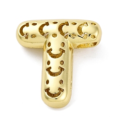 Letter T Латунные подвески, стойки покрытие, долговечный, без кадмия и без свинца, подвески с полыми буквами, Письмо T, 22x21x7.5 мм, отверстие : 4.7x3 мм