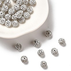 Crystal Pave Disco Ball Beads, Polymer Clay Rhinestone Beads, Grade A, Crystal, PP15(2.1~2.2mm), 14mm, Hole: 2mm