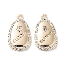 Real 18K Gold Plated Brass Micro Pave Clear Cubic Zirconia Pendants, Teardrop Charms, Real 18K Gold Plated, 17x10x2mm, Hole: 1.4mm