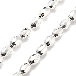 с Платиновым Покрытием Синтетических немагнитных гематит бисер нитей, граненые, овальные, с покрытием платиным, 6.5~7x5x5 мм, отверстие : 1 мм, около 55 шт / нитка, 15.75'' (40 см)