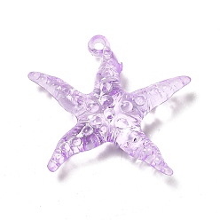 Лиловый Прозрачные акриловые подвески, очарование морской звезды, сирень, 40x44x9.5 мм, отверстие : 2.2 мм, Около 150 шт / 500 г