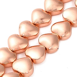 Гальванический Розовый Золотой Стеклянные бусины с гальваническим покрытием , сердце, покрытием из розового золота, 7.5x8.5x4.5 мм, отверстие : 0.8 мм, около 55 шт / нитка, 15.75'' (40 см)