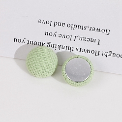 Light Green Cloth Fabric Cabochons,  Ornament Accessories, with Metal Finding, Half Round, Light Green, 18x10mm