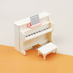 Floral White Mini Plastic & Paper Piano & Sheet Music & Chair Model, Miniature Dollhouse Decorations Accessories, Floral White, 23~38x40~85x20~69mm, 2pcs/set