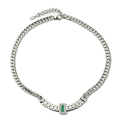 Stainless Steel Color 304 Stainless Steel Chunky Necklaces, with Synthetic Malachite, Stainless Steel Color, 19.17 inch(48.7cm)