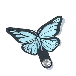 Sky Blue Butterfly PVC Mobile Phone Lanyard Patch, Phone Strap Connector Replacement Part Tether Tab for Cell Phone Safety, Sky Blue, 6x3.6cm