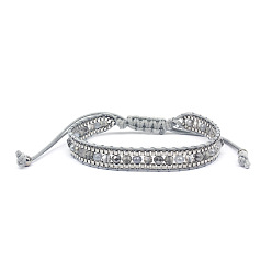 #4 Bohemian Handwoven Crystal Single Layer White Beaded Friendship Bracelet.