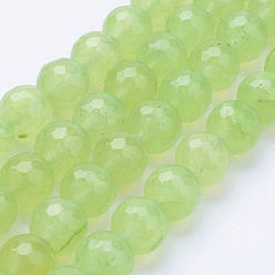 Light Green Natural Malaysia Jade Bead Strands, Dyed, Faceted, Round, Light Green, 10mm, Hole: 1mm, about 37pcs/strand, 14.5 inch(36.83cm)