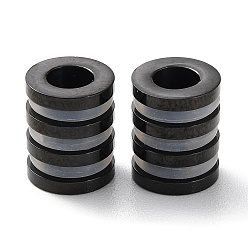 Gunmetal Ion Plating(IP) 303 Stainless Steel European Beads, Large Hole Beads, with Rubber Ring, Grooved Column, Gunmetal, 10x8mm, Hole: 4mm