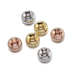 Mixed Color Rondelle Brass Spacer Beads, Lead Free & Nickel Free & Cadmium Free, Mixed Color, 5x3mm, Hole: 2mm