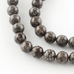 Snowflake Obsidian Round Natural Red Snowflake Obsidian Beads Strands, 10mm, Hole: 1mm, about 40pcs/strand, 15.7 inch