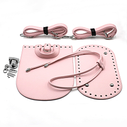 Pink DIY Purse Making Kit, Including with PU Leather Bag Accessories & Iron Bag Clasps Fingding, Pink, 14~100x1.8~18cm, 9pcs/set
