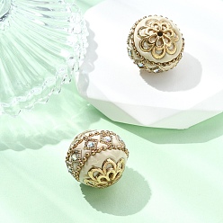 Античный Белый Индонезийские бусины ручной работы, с металлическая фурнитурой, круглые, без покрытия, старинный белый, 19.5x19 мм, отверстие : 1 мм